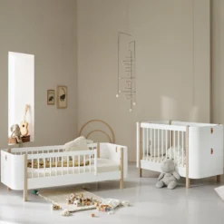 Wood Mini+ søskende kit (tillæg til Mini+ tremmeseng inkl. junior kit, hvid/eg & hvid)