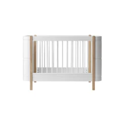 Wood Mini+ tremmeseng ekskl. junior kit 68x122 cm, hvid/eg