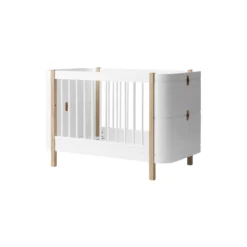 Wood Mini+ tremmeseng ekskl. junior kit 68x122 cm, hvid/eg