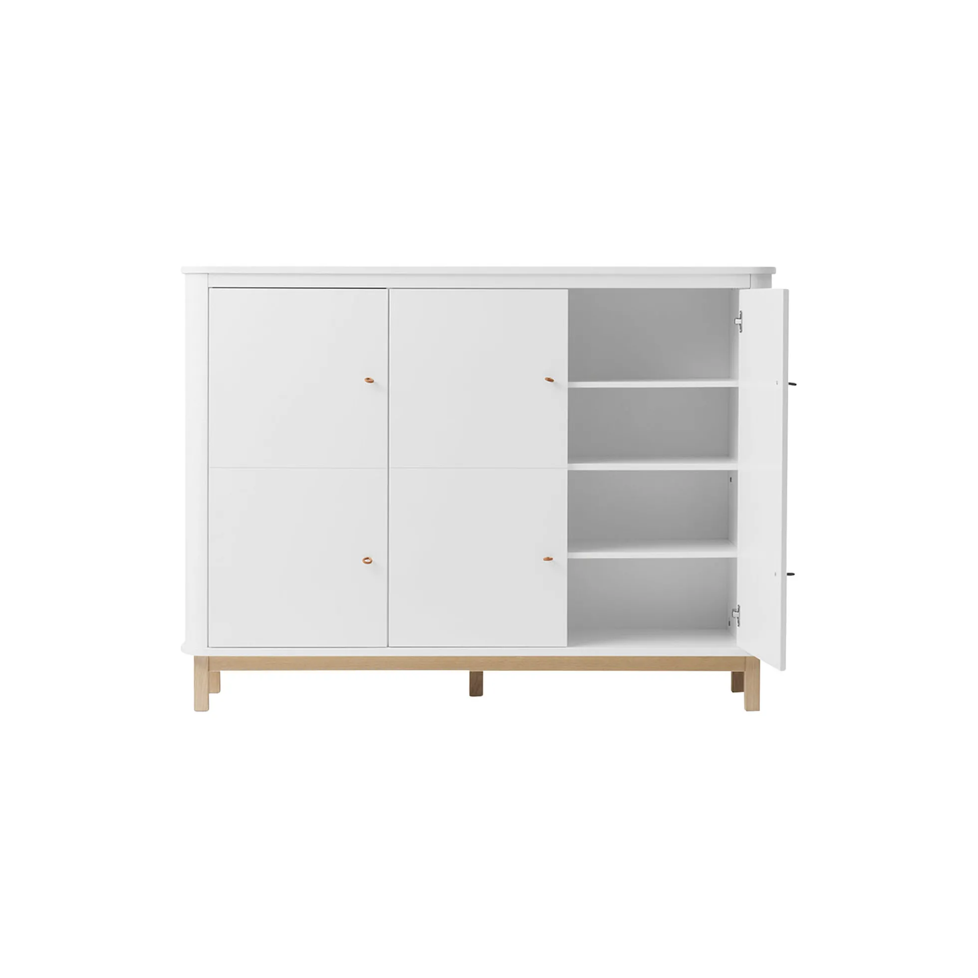 Wood multiskab 3 døre, hvid/eg