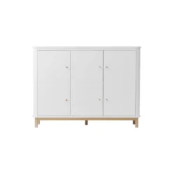Wood multiskab 3 døre, hvid/eg