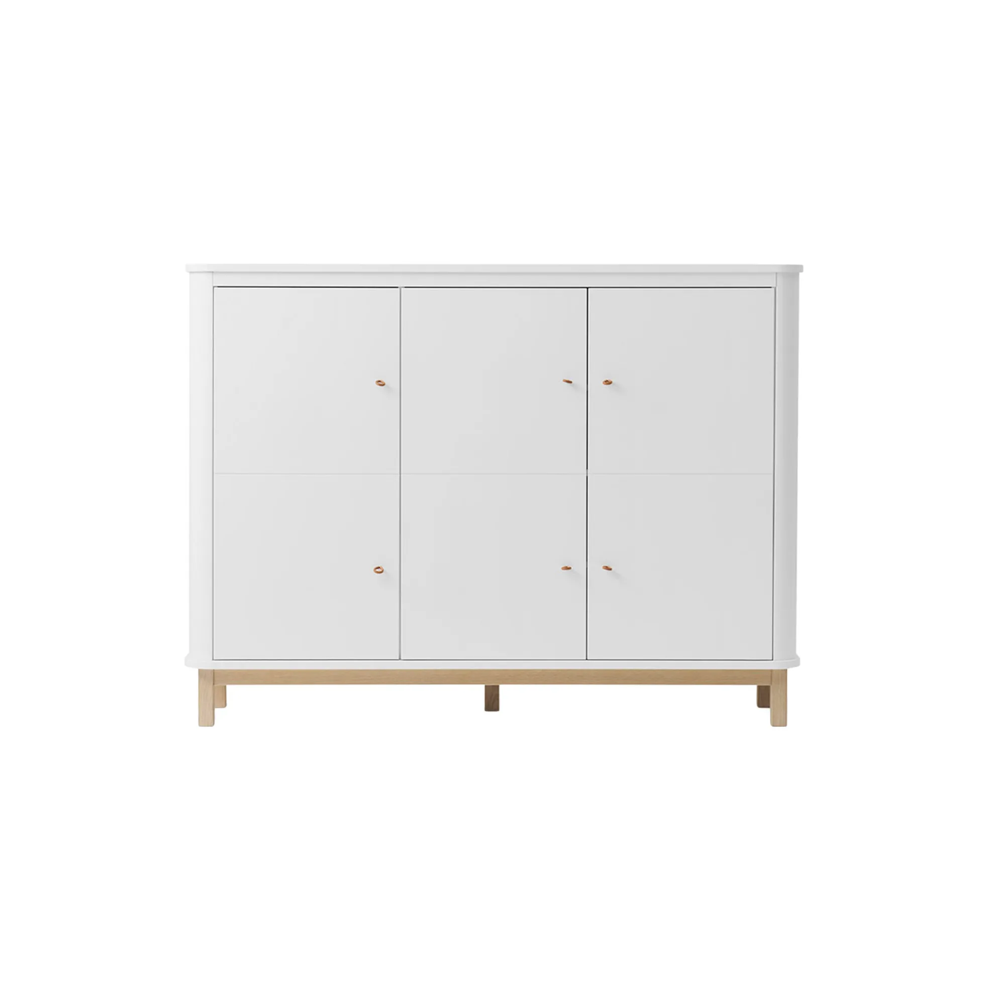 Wood multiskab 3 døre, hvid/eg