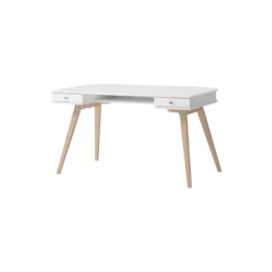 Wood skrivebord 66 cm, hvid/eg