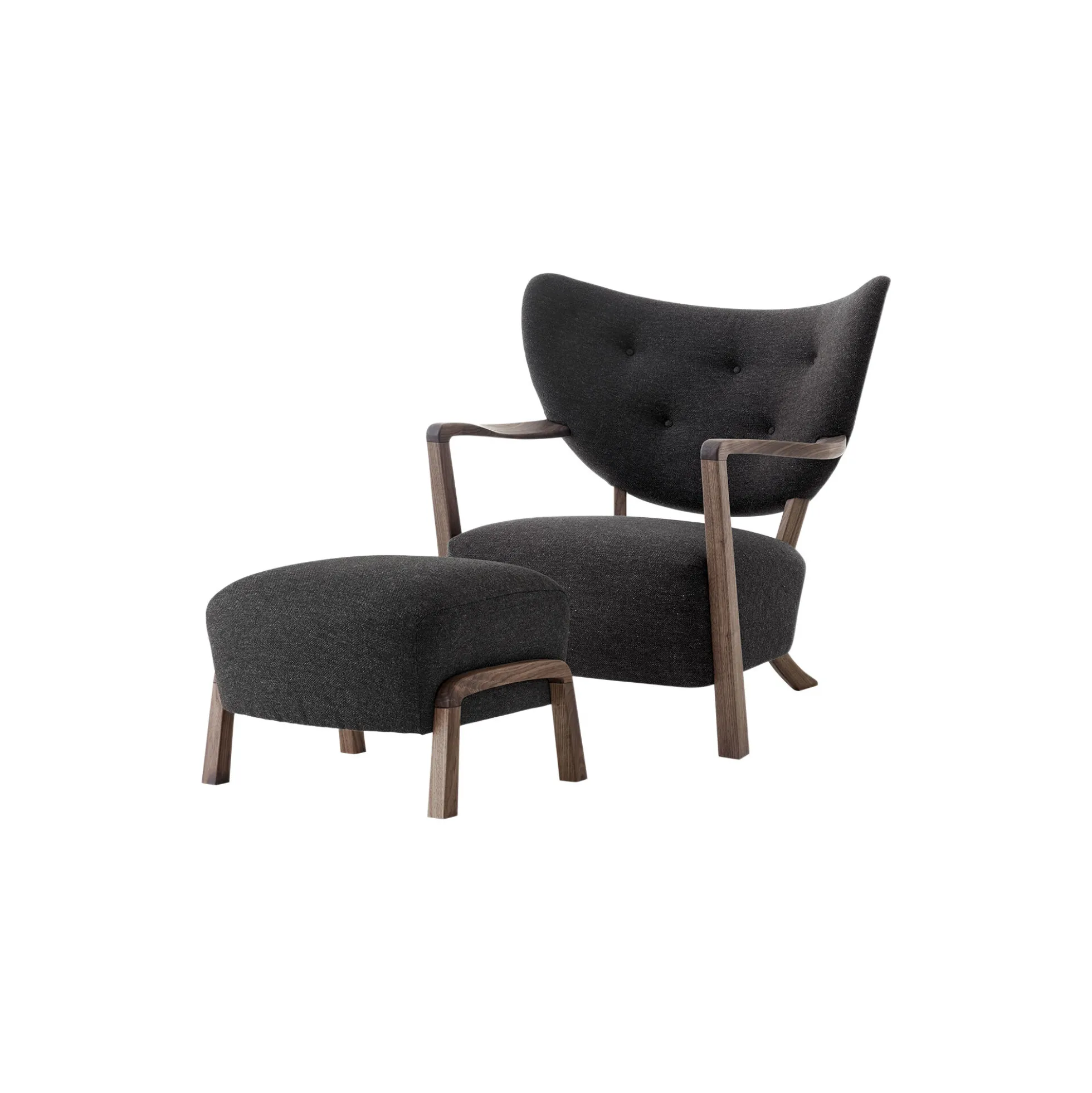 Wulff ATD2 Lounge Chair and ATD3 Pouf, hallingdal 376/oiled walnut