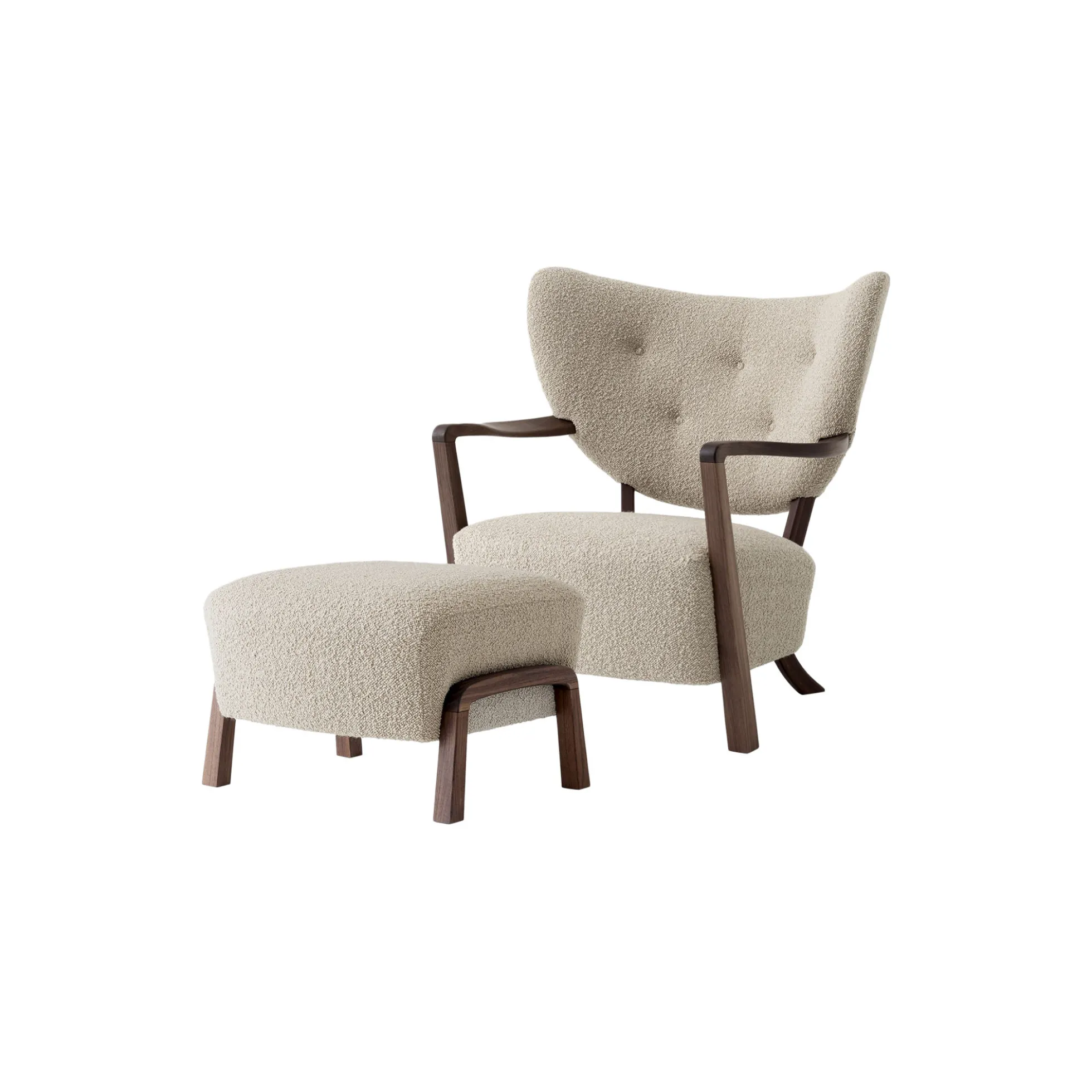 Wulff ATD2 Lounge Chair and ATD3 Pouf, Karakorum 003/oiled walnut